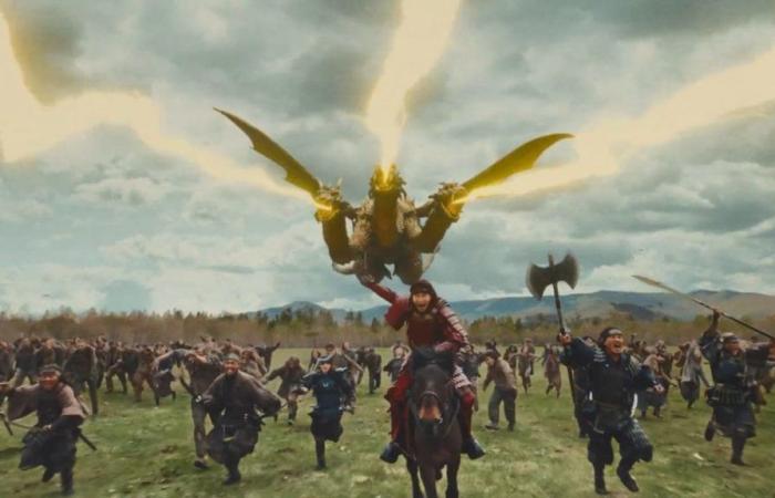 A chaotic “Marubeni” commercial featuring a crossover between Final Fantasy x Sengoku x Zombie x King Ghidorah is released.